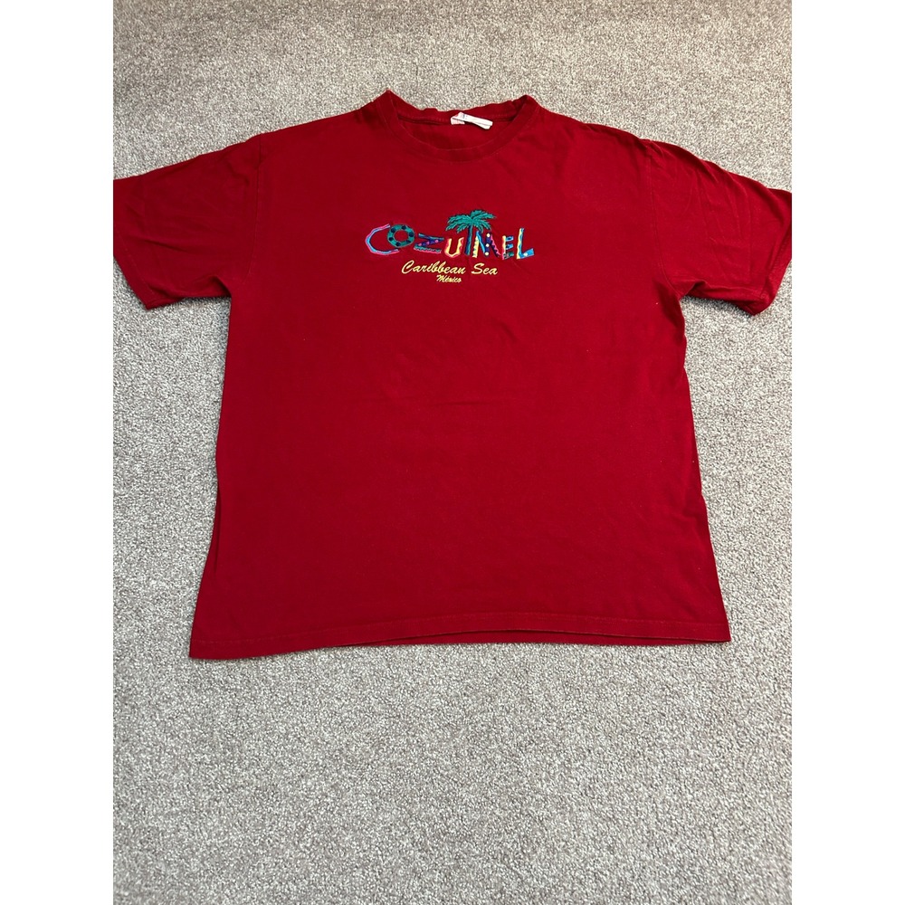 Euro Cotton‎ Cozumel T-Shirt Mens XL Red Excellent Caribbean Sea Mexico Souvenir